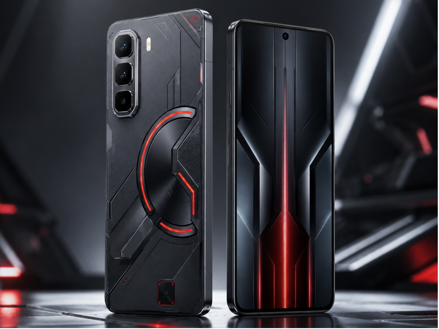 Infinix GT 50 Pro 5G gaming smartphone with futuristic cyber design, RGB lighting, triple rear camera and AMOLED display