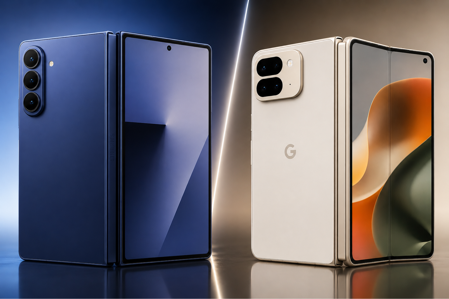 Samsung Z Fold7 vs Pixel 9 Pro Fold side by side foldable smartphone comparison image