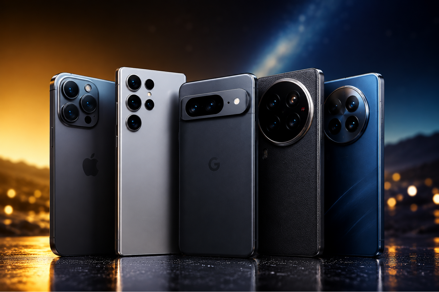 Best Camera Phones 2026 ki premium smartphone lineup with advanced camera modules and stylish background.