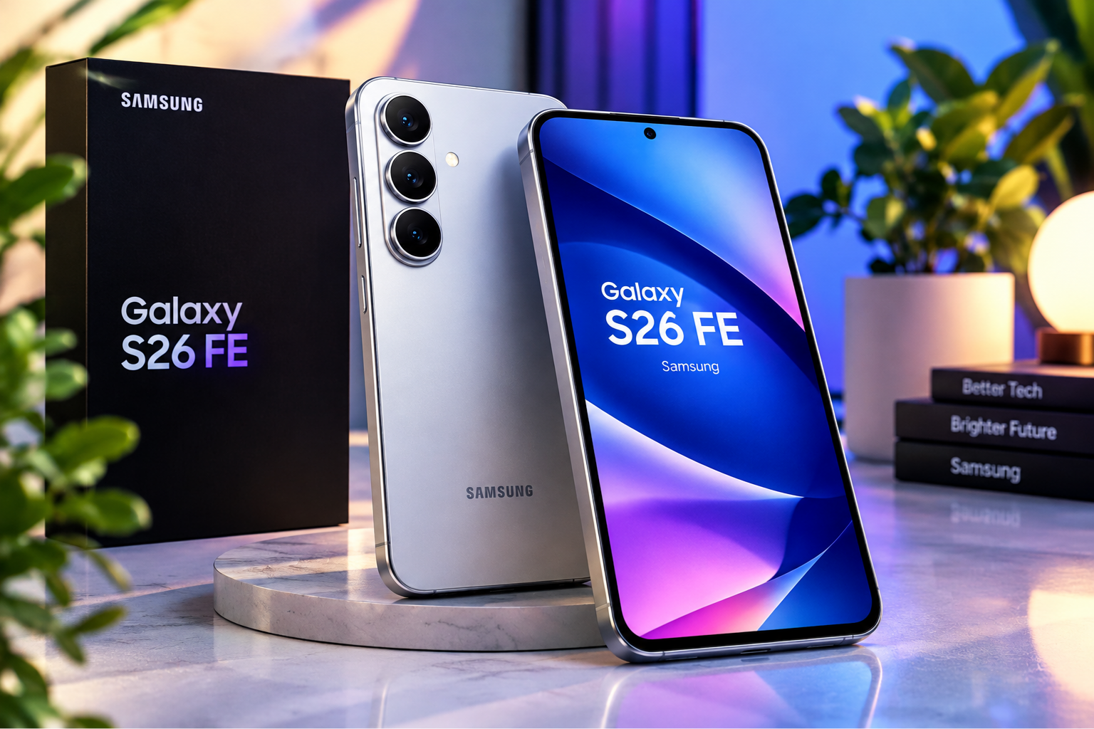 Samsung Galaxy S26 FE smartphone with premium design and triple camera setup