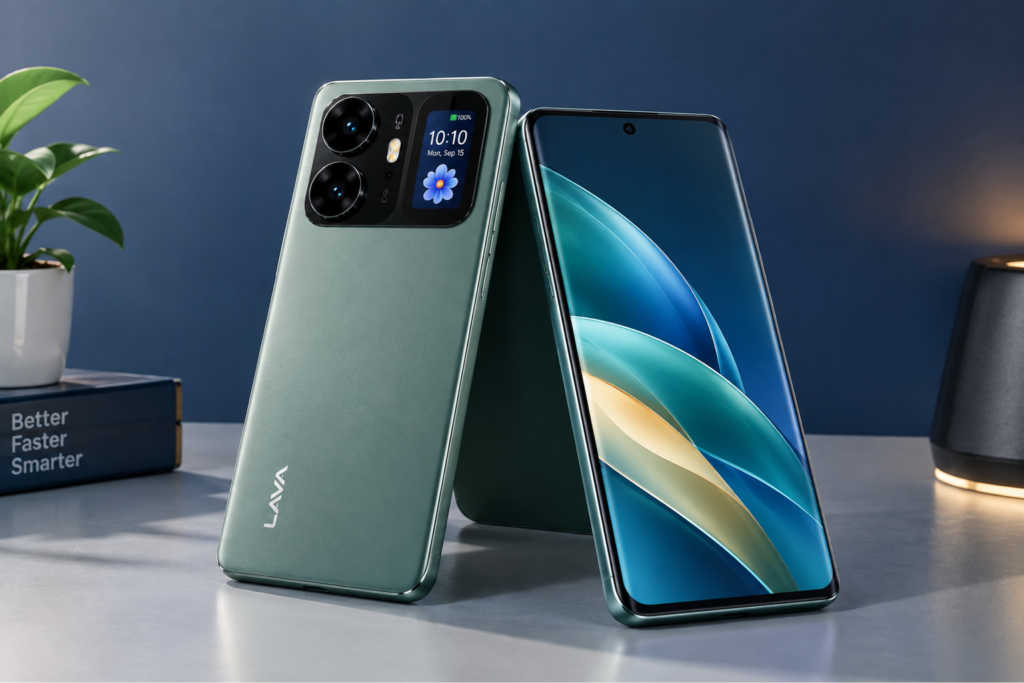 Lava Virat Curve 5G स्मार्टफोन का रियर Mini Display और Curved AMOLED Display