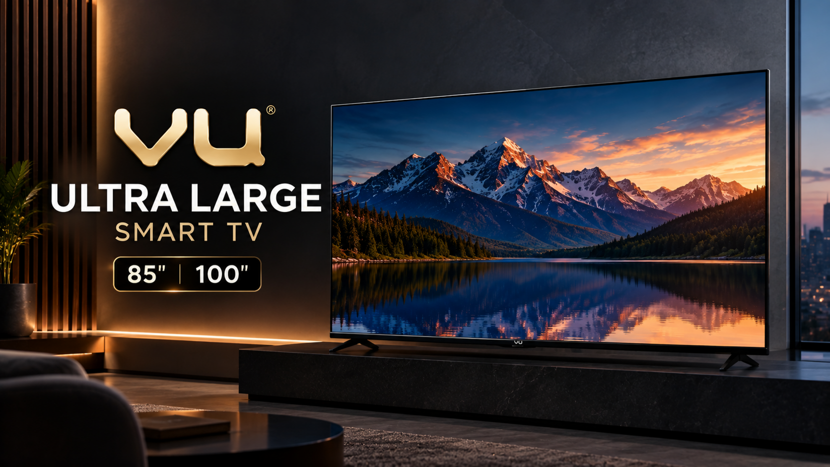 VU Ultra Large Smart TV 85 और 100 इंच 4K QLED डिस्प्ले